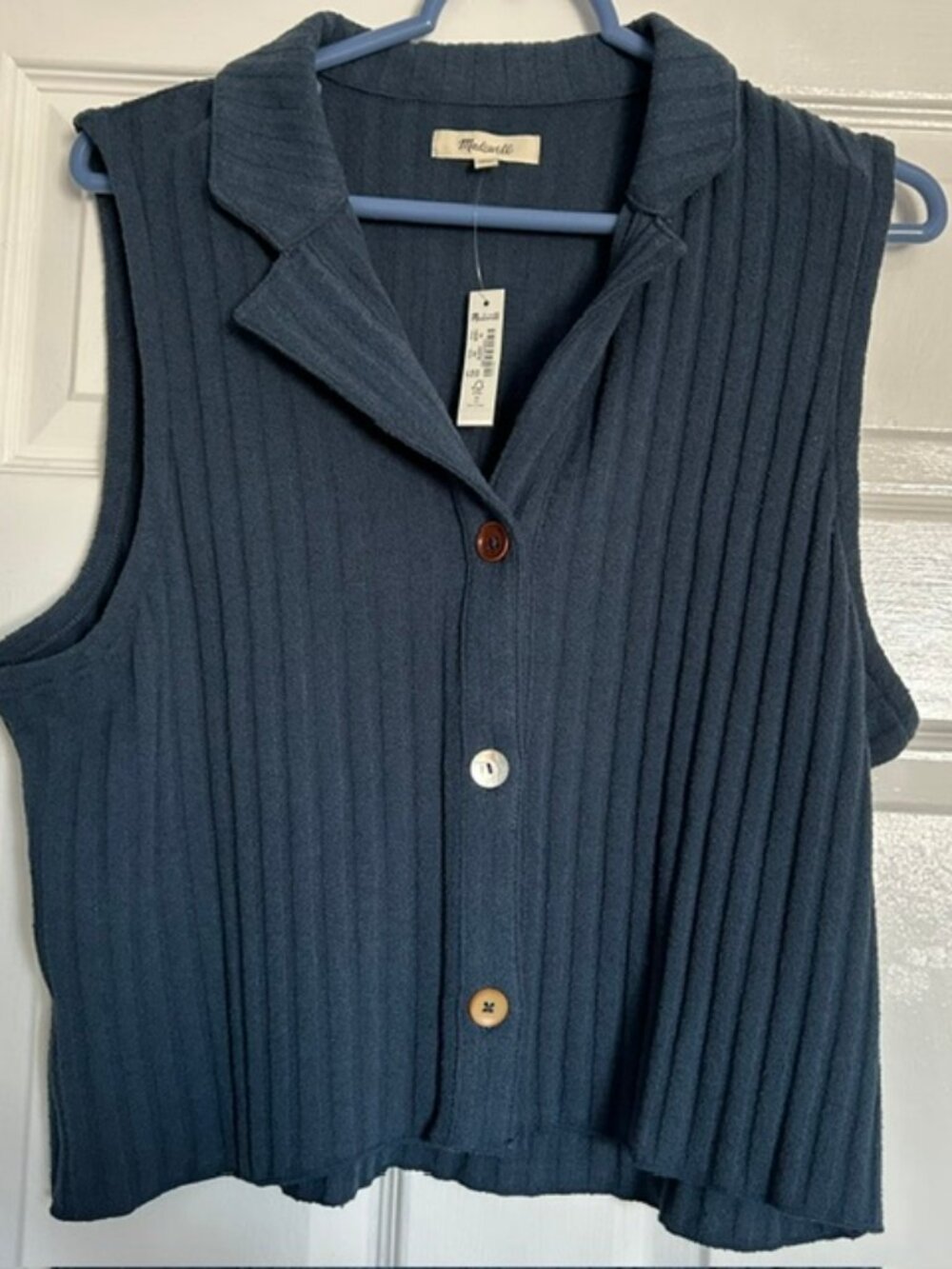 Madewell Mixed-Button Ribbed Polo Tank - Picture 2 of 5